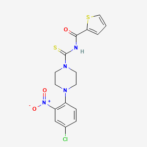 molecular formula C16H15ClN4O3S2 B4986200 N-{[4-(4-chloro-2-nitrophenyl)-1-piperazinyl]carbonothioyl}-2-thiophenecarboxamide 