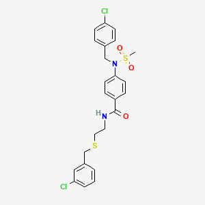 molecular formula C24H24Cl2N2O3S2 B4986271 4-[(4-chlorobenzyl)(methylsulfonyl)amino]-N-{2-[(3-chlorobenzyl)thio]ethyl}benzamide 