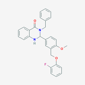 molecular formula C29H25FN2O3 B4986290 3-benzyl-2-{3-[(2-fluorophenoxy)methyl]-4-methoxyphenyl}-2,3-dihydro-4(1H)-quinazolinone 