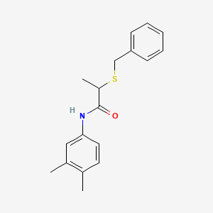 molecular formula C18H21NOS B4986318 2-(benzylthio)-N-(3,4-dimethylphenyl)propanamide 