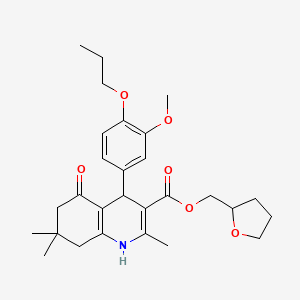 molecular formula C28H37NO6 B4986325 tetrahydro-2-furanylmethyl 4-(3-methoxy-4-propoxyphenyl)-2,7,7-trimethyl-5-oxo-1,4,5,6,7,8-hexahydro-3-quinolinecarboxylate 