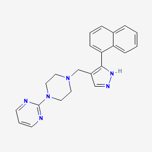 molecular formula C22H22N6 B4986412 2-(4-{[3-(1-naphthyl)-1H-pyrazol-4-yl]methyl}-1-piperazinyl)pyrimidine 