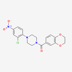 molecular formula C19H18ClN3O5 B4986447 1-(2-chloro-4-nitrophenyl)-4-(2,3-dihydro-1,4-benzodioxin-6-ylcarbonyl)piperazine 