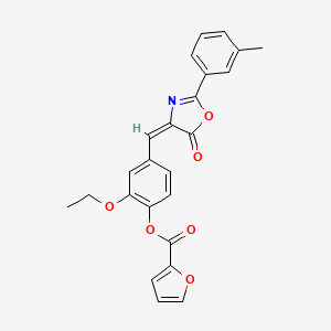 molecular formula C24H19NO6 B4986481 2-ethoxy-4-{[2-(3-methylphenyl)-5-oxo-1,3-oxazol-4(5H)-ylidene]methyl}phenyl 2-furoate 