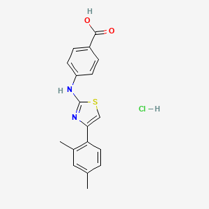 molecular formula C18H17ClN2O2S B4986496 4-{[4-(2,4-dimethylphenyl)-1,3-thiazol-2-yl]amino}benzoic acid hydrochloride 