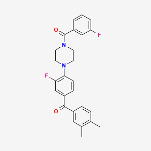 molecular formula C26H24F2N2O2 B4986502 (3,4-dimethylphenyl){3-fluoro-4-[4-(3-fluorobenzoyl)-1-piperazinyl]phenyl}methanone 