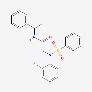 molecular formula C22H21FN2O3S B4986520 N~2~-(2-fluorophenyl)-N~1~-(1-phenylethyl)-N~2~-(phenylsulfonyl)glycinamide 