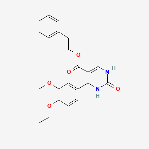 2-phenylethyl 4-(3-methoxy-4-propoxyphenyl)-6-methyl-2-oxo-1,2,3,4-tetrahydro-5-pyrimidinecarboxylate