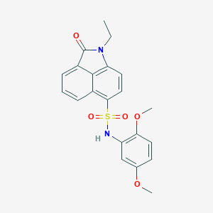 molecular formula C21H20N2O5S B498665 N-(2,5-dimethoxyphenyl)-1-ethyl-2-oxo-1,2-dihydrobenzo[cd]indole-6-sulfonamide 