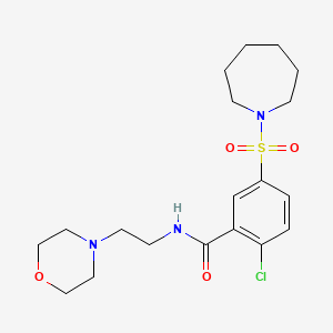 molecular formula C19H28ClN3O4S B4986676 5-(1-azepanylsulfonyl)-2-chloro-N-[2-(4-morpholinyl)ethyl]benzamide 