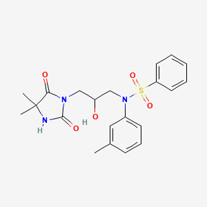 molecular formula C21H25N3O5S B4986679 N-[3-(4,4-dimethyl-2,5-dioxo-1-imidazolidinyl)-2-hydroxypropyl]-N-(3-methylphenyl)benzenesulfonamide 