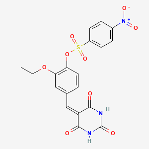 2-ethoxy-4-[(2,4,6-trioxotetrahydro-5(2H)-pyrimidinylidene)methyl]phenyl 4-nitrobenzenesulfonate
