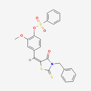 molecular formula C24H19NO5S3 B4986710 4-[(3-benzyl-4-oxo-2-thioxo-1,3-thiazolidin-5-ylidene)methyl]-2-methoxyphenyl benzenesulfonate 