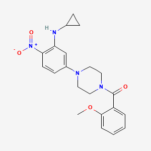 molecular formula C21H24N4O4 B4986718 N-cyclopropyl-5-[4-(2-methoxybenzoyl)-1-piperazinyl]-2-nitroaniline 