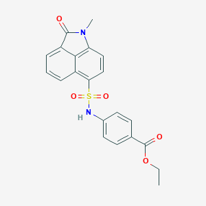 molecular formula C21H18N2O5S B498676 Ethyl 4-{[(1-methyl-2-oxo-1,2-dihydrobenzo[cd]indol-6-yl)sulfonyl]amino}benzoate 
