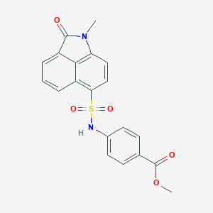 molecular formula C20H16N2O5S B498678 Methyl 4-{[(1-methyl-2-oxo-1,2-dihydrobenzo[cd]indol-6-yl)sulfonyl]amino}benzoate 