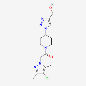 molecular formula C15H21ClN6O2 B4986796 (1-{1-[(4-chloro-3,5-dimethyl-1H-pyrazol-1-yl)acetyl]-4-piperidinyl}-1H-1,2,3-triazol-4-yl)methanol 