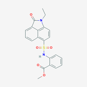 molecular formula C21H18N2O5S B498680 Methyl 2-{[(1-ethyl-2-oxo-1,2-dihydrobenzo[cd]indol-6-yl)sulfonyl]amino}benzoate 