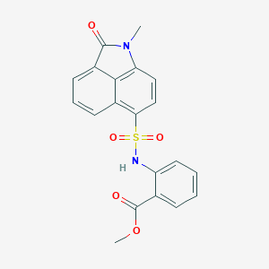 molecular formula C20H16N2O5S B498681 Methyl 2-{[(1-methyl-2-oxo-1,2-dihydrobenzo[cd]indol-6-yl)sulfonyl]amino}benzoate 