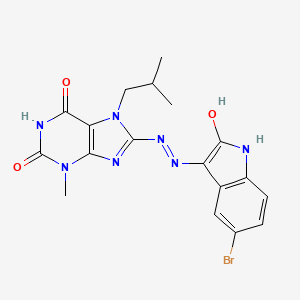 molecular formula C18H18BrN7O3 B4986812 8-[2-(5-bromo-2-oxo-1,2-dihydro-3H-indol-3-ylidene)hydrazino]-7-isobutyl-3-methyl-3,7-dihydro-1H-purine-2,6-dione 