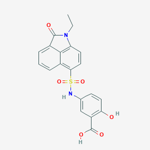 molecular formula C20H16N2O6S B498682 5-{[(1-Ethyl-2-oxo-1,2-dihydrobenzo[cd]indol-6-yl)sulfonyl]amino}-2-hydroxybenzoic acid 