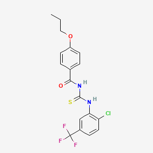 molecular formula C18H16ClF3N2O2S B4986851 N-({[2-chloro-5-(trifluoromethyl)phenyl]amino}carbonothioyl)-4-propoxybenzamide 