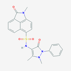 molecular formula C23H20N4O4S B498686 N-(1,5-dimethyl-3-oxo-2-phenyl-2,3-dihydro-1H-pyrazol-4-yl)-1-methyl-2-oxo-1,2-dihydrobenzo[cd]indole-6-sulfonamide 