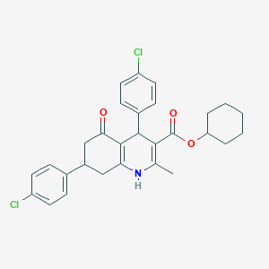 molecular formula C29H29Cl2NO3 B4986870 cyclohexyl 4,7-bis(4-chlorophenyl)-2-methyl-5-oxo-1,4,5,6,7,8-hexahydro-3-quinolinecarboxylate 