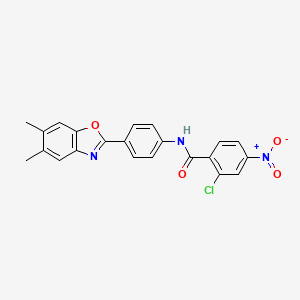 2-chloro-N-[4-(5,6-dimethyl-1,3-benzoxazol-2-yl)phenyl]-4-nitrobenzamide