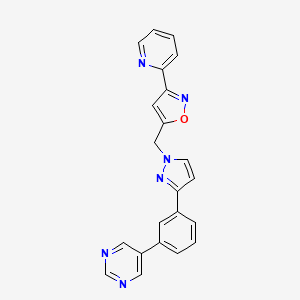 molecular formula C22H16N6O B4986893 5-[3-(1-{[3-(2-pyridinyl)-5-isoxazolyl]methyl}-1H-pyrazol-3-yl)phenyl]pyrimidine 