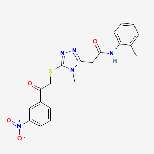 molecular formula C20H19N5O4S B4986912 2-(4-methyl-5-{[2-(3-nitrophenyl)-2-oxoethyl]thio}-4H-1,2,4-triazol-3-yl)-N-(2-methylphenyl)acetamide 