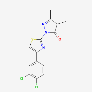 molecular formula C14H11Cl2N3OS B4986930 2-[4-(3,4-dichlorophenyl)-1,3-thiazol-2-yl]-4,5-dimethyl-2,4-dihydro-3H-pyrazol-3-one 