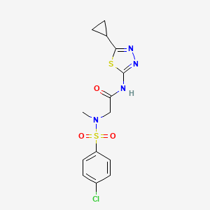 molecular formula C14H15ClN4O3S2 B4986937 N~2~-[(4-chlorophenyl)sulfonyl]-N~1~-(5-cyclopropyl-1,3,4-thiadiazol-2-yl)-N~2~-methylglycinamide 