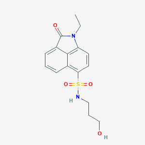 molecular formula C16H18N2O4S B498695 1-ethyl-N-(3-hydroxypropyl)-2-oxo-1,2-dihydrobenzo[cd]indole-6-sulfonamide 