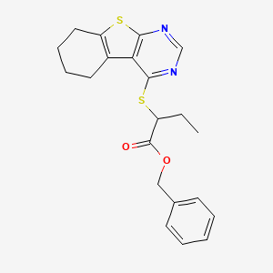 molecular formula C21H22N2O2S2 B4986975 benzyl 2-(5,6,7,8-tetrahydro[1]benzothieno[2,3-d]pyrimidin-4-ylthio)butanoate 
