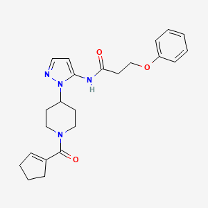 molecular formula C23H28N4O3 B4987010 N-{1-[1-(1-cyclopenten-1-ylcarbonyl)-4-piperidinyl]-1H-pyrazol-5-yl}-3-phenoxypropanamide 