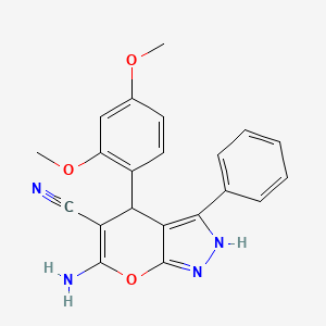 molecular formula C21H18N4O3 B4987029 6-amino-4-(2,4-dimethoxyphenyl)-3-phenyl-1,4-dihydropyrano[2,3-c]pyrazole-5-carbonitrile 