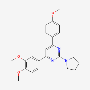 molecular formula C23H25N3O3 B4987040 4-(3,4-dimethoxyphenyl)-6-(4-methoxyphenyl)-2-(1-pyrrolidinyl)pyrimidine 