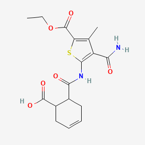 molecular formula C17H20N2O6S B4987087 6-({[3-(aminocarbonyl)-5-(ethoxycarbonyl)-4-methyl-2-thienyl]amino}carbonyl)-3-cyclohexene-1-carboxylic acid 