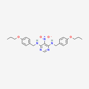 molecular formula C24H29N5O4 B4987093 5-nitro-N,N'-bis(4-propoxybenzyl)-4,6-pyrimidinediamine 