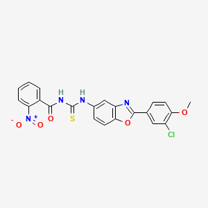 molecular formula C22H15ClN4O5S B4987097 N-({[2-(3-chloro-4-methoxyphenyl)-1,3-benzoxazol-5-yl]amino}carbonothioyl)-2-nitrobenzamide 