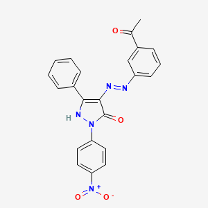 molecular formula C23H17N5O4 B4987101 1-(4-nitrophenyl)-3-phenyl-1H-pyrazole-4,5-dione 4-[(3-acetylphenyl)hydrazone] 