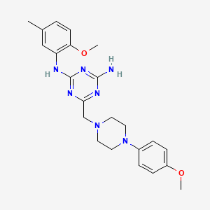molecular formula C23H29N7O2 B4987124 N-(2-methoxy-5-methylphenyl)-6-{[4-(4-methoxyphenyl)-1-piperazinyl]methyl}-1,3,5-triazine-2,4-diamine 