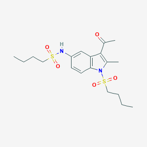 molecular formula C19H28N2O5S2 B498719 N-[3-acetyl-1-(butylsulfonyl)-2-methyl-1H-indol-5-yl]-1-butanesulfonamide 
