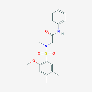 molecular formula C18H22N2O4S B4987192 N~2~-[(2-methoxy-4,5-dimethylphenyl)sulfonyl]-N~2~-methyl-N~1~-phenylglycinamide 