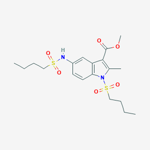 molecular formula C19H28N2O6S2 B498720 methyl 1-(butylsulfonyl)-5-[(butylsulfonyl)amino]-2-methyl-1H-indole-3-carboxylate 