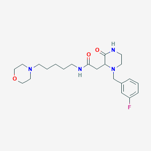 molecular formula C22H33FN4O3 B4987202 2-[1-(3-fluorobenzyl)-3-oxo-2-piperazinyl]-N-[5-(4-morpholinyl)pentyl]acetamide 