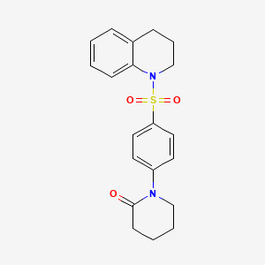 molecular formula C20H22N2O3S B4987208 1-[4-(3,4-dihydro-1(2H)-quinolinylsulfonyl)phenyl]-2-piperidinone 