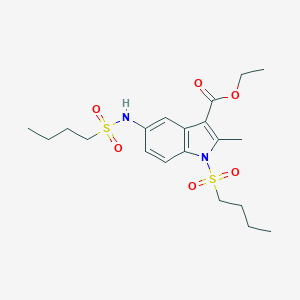 molecular formula C20H30N2O6S2 B498721 ethyl 1-(butylsulfonyl)-5-[(butylsulfonyl)amino]-2-methyl-1H-indole-3-carboxylate 