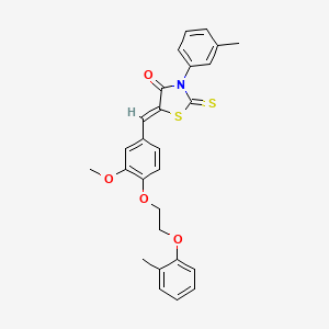 molecular formula C27H25NO4S2 B4987217 5-{3-methoxy-4-[2-(2-methylphenoxy)ethoxy]benzylidene}-3-(3-methylphenyl)-2-thioxo-1,3-thiazolidin-4-one 